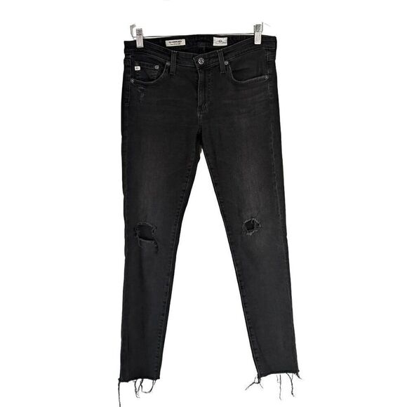AG Adriano Goldschmied The Legging Ankle Washed Black Destroyed Jeans - Picture 1 of 9